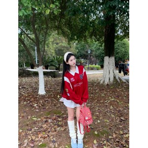 CHIOS CLUB - Oversize Shirt Hoodie FW2436BB Red